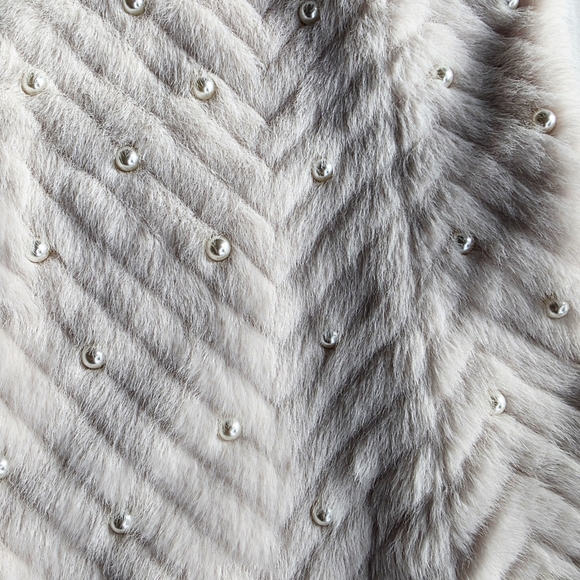 Chico's Pearl Embellished Faux Fur Vest Color Ivory - Picture 9 of 9